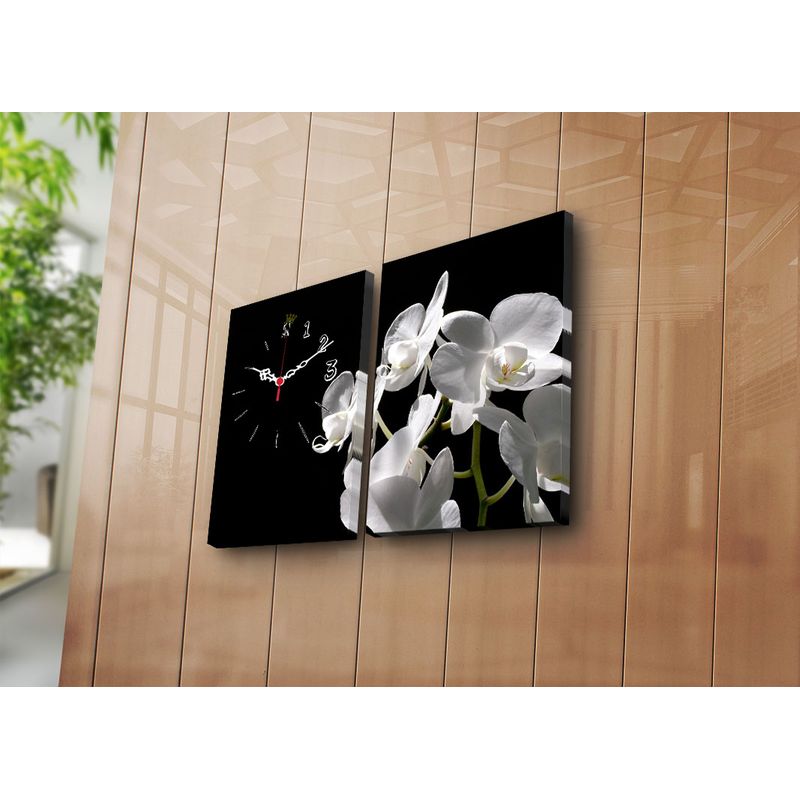 Casa si Gradina - Decoratiuni - Ceasuri - Ceas decorativ de perete, Wallxpert, panza suede 100%, multicolor, 64x40 cm, set 2 bucati - Infinity.ro