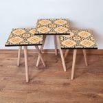 Casa si Gradina - Mobilier - Mese si birouri - Masute de cafea - Set masute de cafea, Hanah Home, mdf, portocaliu si verde, picioare lemn fag, 35x35x52 cm - Infinity.ro