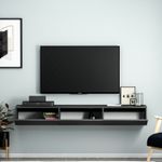 Casa si Gradina - Mobilier - Comode si corpuri - Comode - Comoda tv, Hanah Home, pal melaminat, negru, 180x26x31.4 cm - Infinity.ro