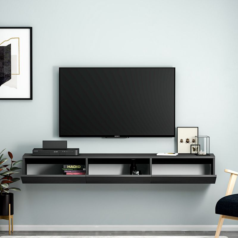 Casa si Gradina - Mobilier - Comode si corpuri - Comode - Comoda tv, Hanah Home, pal melaminat, negru, 180x26x31.4 cm - Infinity.ro