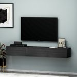 Casa si Gradina - Mobilier - Comode si corpuri - Comode - Comoda tv, Hanah Home, pal melaminat, negru, 180x26x31.4 cm - Infinity.ro