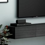 Casa si Gradina - Mobilier - Comode si corpuri - Comode - Comoda tv, Hanah Home, pal melaminat, negru, 180x26x31.4 cm - Infinity.ro