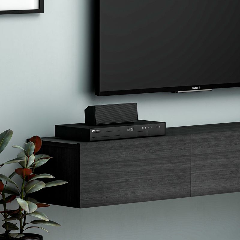 Casa si Gradina - Mobilier - Comode si corpuri - Comode - Comoda tv, Hanah Home, pal melaminat, negru, 180x26x31.4 cm - Infinity.ro