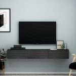 Casa si Gradina - Mobilier - Comode si corpuri - Comode - Comoda tv, Hanah Home, pal melaminat, negru, 180x26x31.4 cm - Infinity.ro