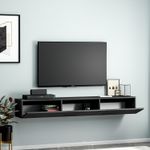 Casa si Gradina - Mobilier - Comode si corpuri - Comode - Comoda tv, Hanah Home, pal melaminat, negru, 180x26x31.4 cm - Infinity.ro