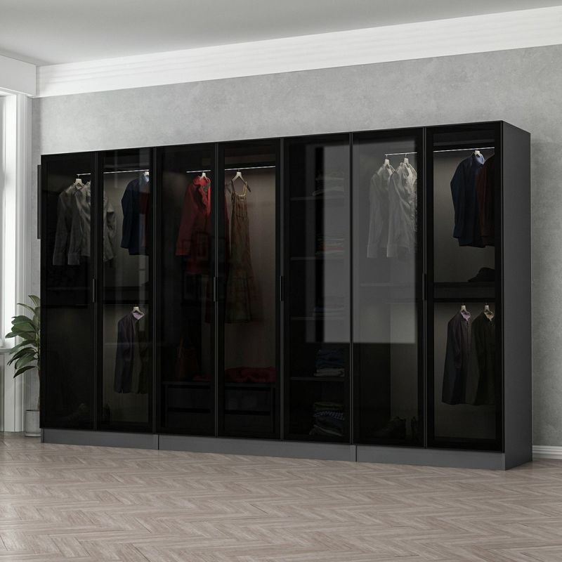 Casa si Gradina - Mobilier - Dulapuri si sifoniere - Sifoniere - Sifonier, Hanah Home, pal melaminat, antracit si negru, 315x190x52 cm - Infinity.ro