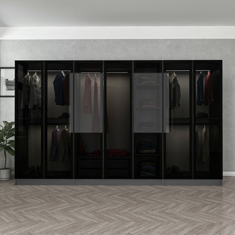 Casa si Gradina - Mobilier - Dulapuri si sifoniere - Sifoniere - Sifonier, Hanah Home, pal melaminat, antracit si negru, 315x190x52 cm - Infinity.ro