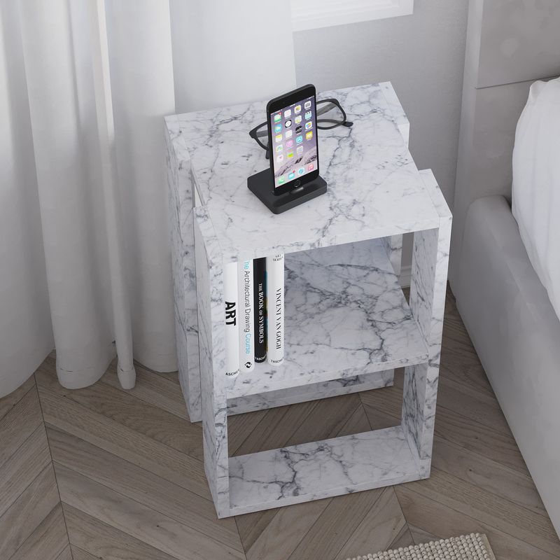 Casa si Gradina - Mobilier - Comode si corpuri - Noptiere - Noptiera, Hanah Home, panou de particule melaminat, marmura carrara, 30x30x55 cm, 776HMS3441 - Infinity.ro