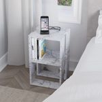Casa si Gradina - Mobilier - Comode si corpuri - Noptiere - Noptiera, Hanah Home, panou de particule melaminat, marmura carrara, 30x30x55 cm, 776HMS3441 - Infinity.ro