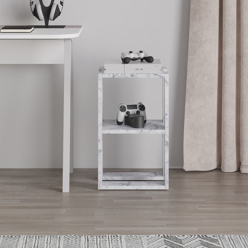 Casa si Gradina - Mobilier - Comode si corpuri - Noptiere - Noptiera, Hanah Home, panou de particule melaminat, marmura carrara, 30x30x55 cm, 776HMS3441 - Infinity.ro