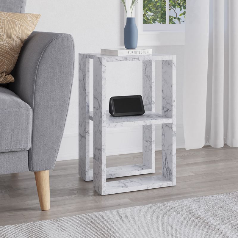 Casa si Gradina - Mobilier - Comode si corpuri - Noptiere - Noptiera, Hanah Home, panou de particule melaminat, marmura carrara, 30x30x55 cm, 776HMS3441 - Infinity.ro