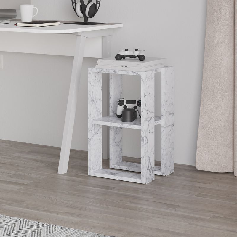 Casa si Gradina - Mobilier - Comode si corpuri - Noptiere - Noptiera, Hanah Home, panou de particule melaminat, marmura carrara, 30x30x55 cm, 776HMS3441 - Infinity.ro