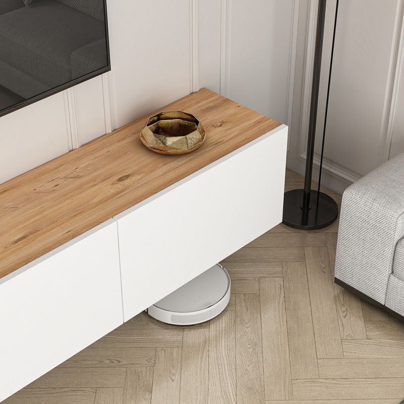 Casa si Gradina - Mobilier - Comode si corpuri - Comode - Comoda tv, Hanah Home, pal melaminat, alb si pin atlantic, 150x30x32 cm - Infinity.ro