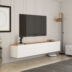 Casa si Gradina - Mobilier - Comode si corpuri - Comode - Comoda tv, Hanah Home, pal melaminat, alb si pin atlantic, 150x30x32 cm - Infinity.ro