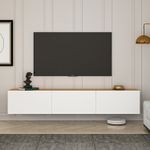 Casa si Gradina - Mobilier - Comode si corpuri - Comode - Comoda tv, Hanah Home, pal melaminat, alb si pin atlantic, 150x30x32 cm - Infinity.ro