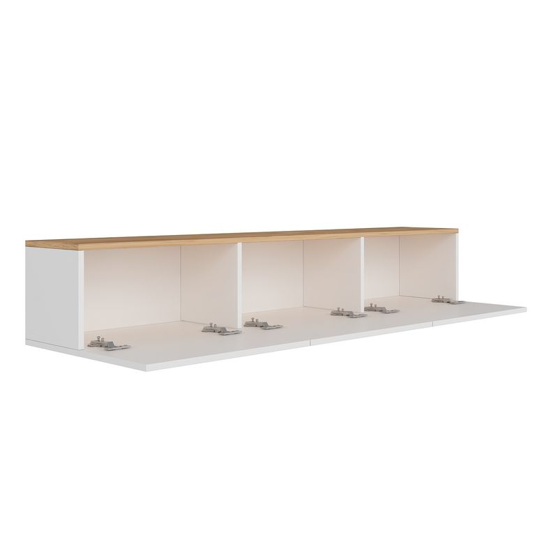 Casa si Gradina - Mobilier - Comode si corpuri - Comode - Comoda tv, Hanah Home, pal melaminat, alb si pin atlantic, 150x30x32 cm - Infinity.ro