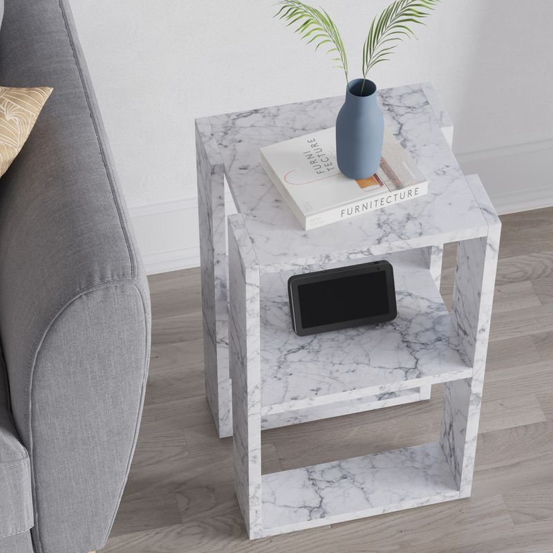 Casa si Gradina - Mobilier - Comode si corpuri - Noptiere - Noptiera, Hanah Home, panou de particule melaminat, marmura carrara, 30x30x55 cm, 776HMS3441 - Infinity.ro