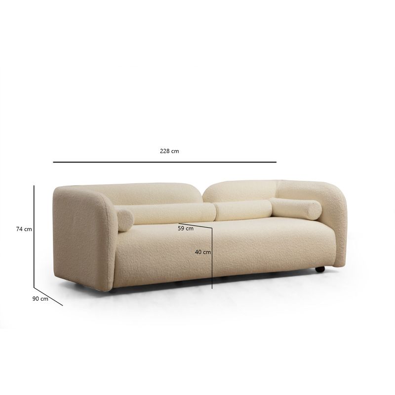 Casa si Gradina - Mobilier - Canapele si coltare - Canapele - Canapea 3 locuri, Hanah Home, material textil crem, 228x90x74 cm - Infinity.ro