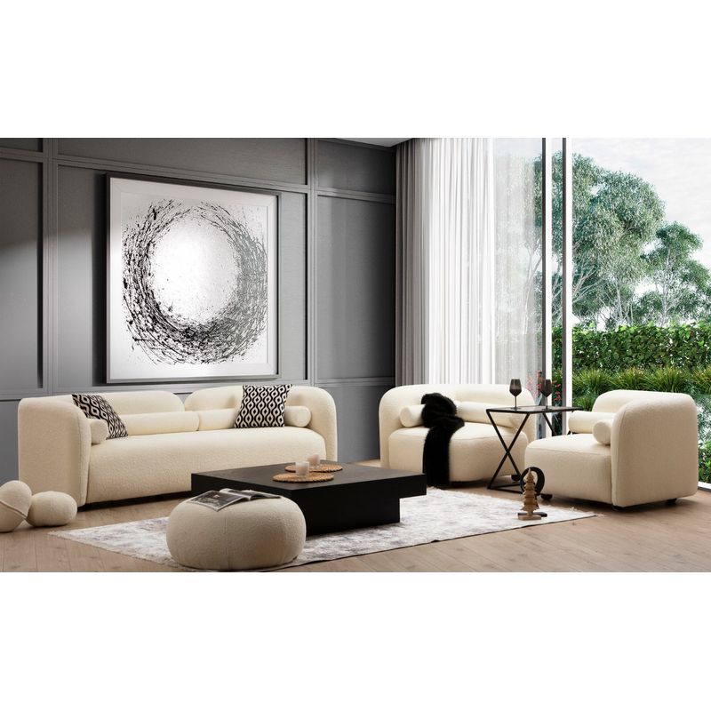 Casa si Gradina - Mobilier - Canapele si coltare - Canapele - Canapea 3 locuri, Hanah Home, material textil crem, 228x90x74 cm - Infinity.ro