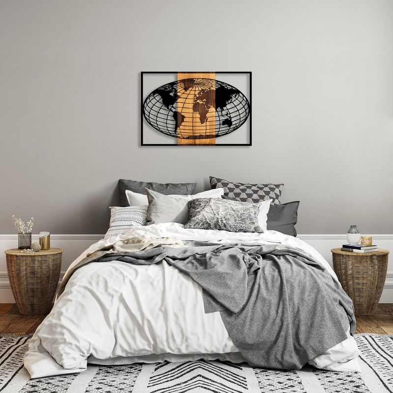 Casa si Gradina - Decoratiuni - Decoratiuni perete - Accesoriu decorativ de perete, Wallxpert, lemn si metal, negru si nuc, 87x3x58 cm - Infinity.ro