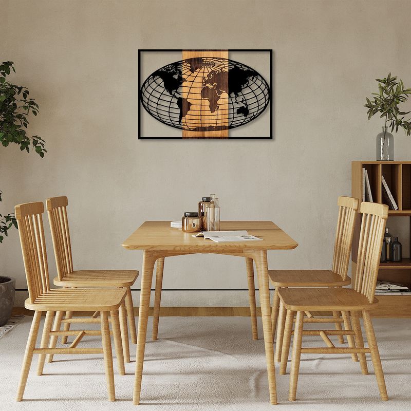 Casa si Gradina - Decoratiuni - Decoratiuni perete - Accesoriu decorativ de perete, Wallxpert, lemn si metal, negru si nuc, 87x3x58 cm - Infinity.ro