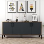 Casa si Gradina - Mobilier - Comode si corpuri - Console - Consola, Hanah Home, pal melaminat, nuc, antracit, 180x35x78 cm - Infinity.ro