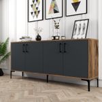 Casa si Gradina - Mobilier - Comode si corpuri - Console - Consola, Hanah Home, pal melaminat, nuc, antracit, 180x35x78 cm - Infinity.ro