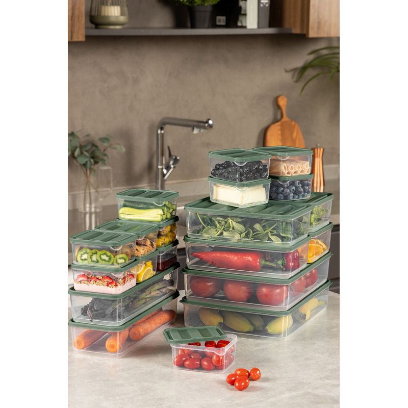 Casa si Gradina - Bucatarie si vesela - Organizare si depozitare bucatarie - Cutii alimentare - Set cutii de depozitare, Hermia, plastic, verde, 19 piese - Infinity.ro