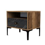 Casa si Gradina - Mobilier - Comode si corpuri - Noptiere - Noptiera, Hanah Home, pal melaminat, nuc si negru, 56x40x50.8 cm - Infinity.ro