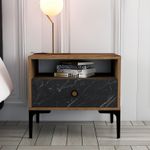 Casa si Gradina - Mobilier - Comode si corpuri - Noptiere - Noptiera, Hanah Home, pal melaminat, nuc si negru, 56x40x50.8 cm - Infinity.ro