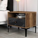 Casa si Gradina - Mobilier - Comode si corpuri - Noptiere - Noptiera, Hanah Home, pal melaminat, nuc si negru, 56x40x50.8 cm - Infinity.ro