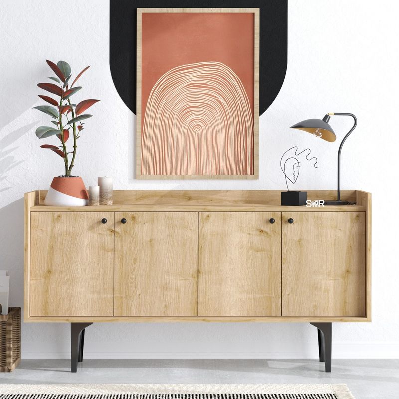 Casa si Gradina - Mobilier - Comode si corpuri - Console - Consola, Hanah Home, pal melaminat, stejar safir, 150x40x80 cm, 393MRD1235 - Infinity.ro