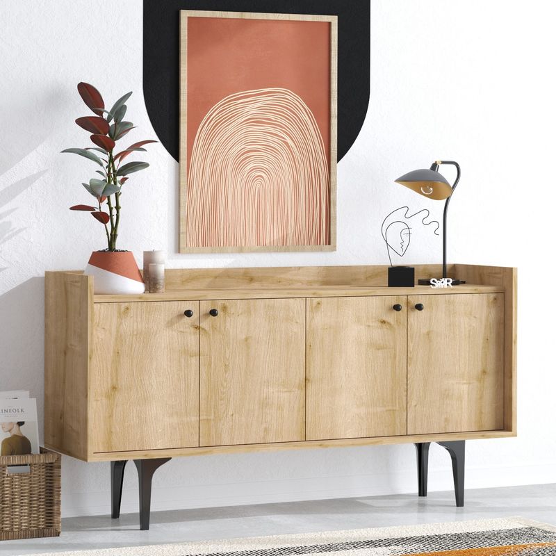 Casa si Gradina - Mobilier - Comode si corpuri - Console - Consola, Hanah Home, pal melaminat, stejar safir, 150x40x80 cm, 393MRD1235 - Infinity.ro