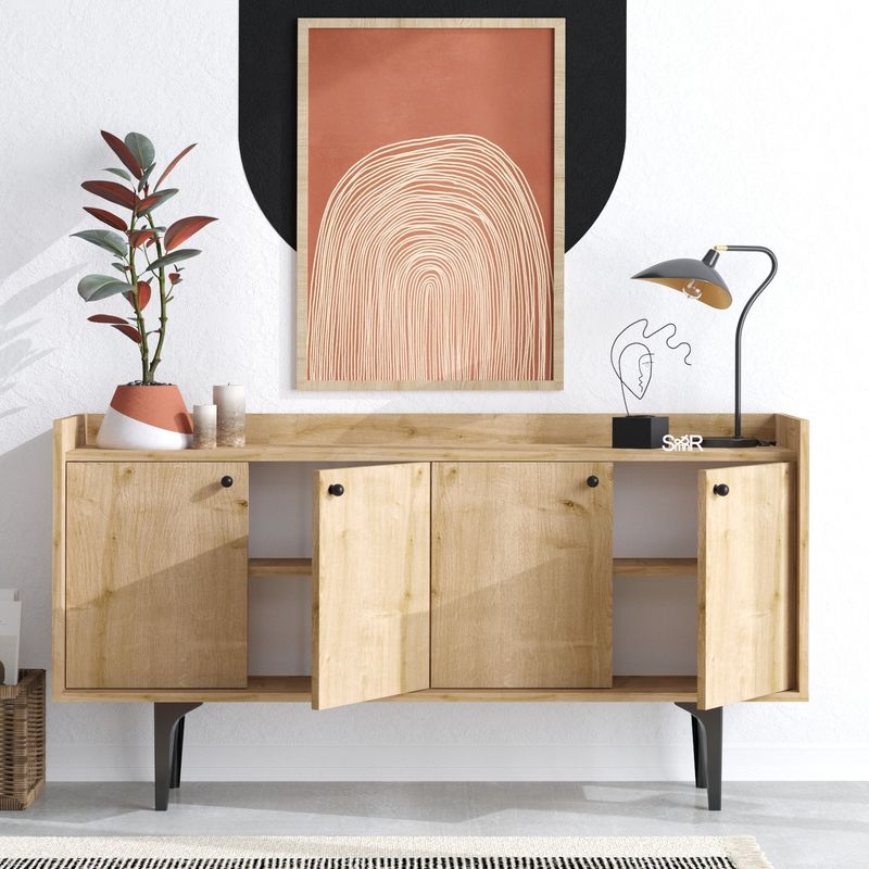 Casa si Gradina - Mobilier - Comode si corpuri - Console - Consola, Hanah Home, pal melaminat, stejar safir, 150x40x80 cm, 393MRD1235 - Infinity.ro