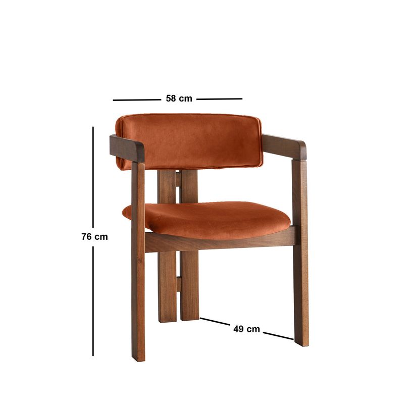 Casa si Gradina - Mobilier - Scaune si fotolii - Fotolii - Fotoliu, Hanah Home, lemn, catifea, nuc, rosu tigla, 58x49x76 cm - Infinity.ro
