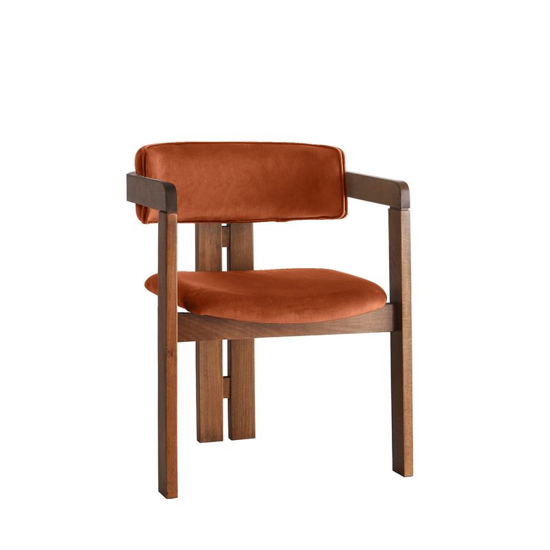 Casa si Gradina - Mobilier - Scaune si fotolii - Fotolii - Fotoliu, Hanah Home, lemn, catifea, nuc, rosu tigla, 58x49x76 cm - Infinity.ro