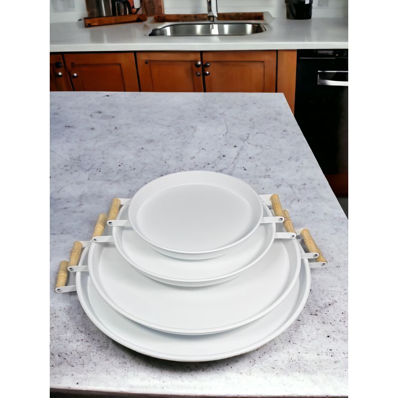 Casa si Gradina - Bucatarie si vesela - Ustensile bucatarie - Tavi servire - Set tavi servire, Hermia, metal, alb, 30x30 cm, 37x37 cm, 45x45 cm, 51x51 cm - Infinity.ro