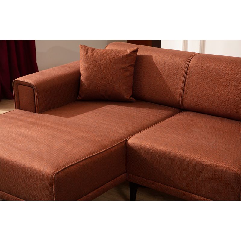 Casa si Gradina - Mobilier - Canapele si coltare - Coltare - Coltar extensibil, Hanah Home, lemn fag si pal, rosu tigla, 140x250x85 cm - Infinity.ro