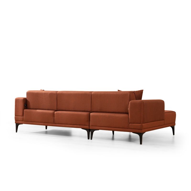 Casa si Gradina - Mobilier - Canapele si coltare - Coltare - Coltar extensibil, Hanah Home, lemn fag si pal, rosu tigla, 140x250x85 cm - Infinity.ro