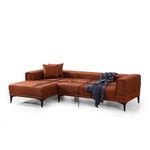 Casa si Gradina - Mobilier - Canapele si coltare - Coltare - Coltar extensibil, Hanah Home, lemn fag si pal, rosu tigla, 140x250x85 cm - Infinity.ro