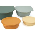 Casa si Gradina - Bucatarie si vesela - Organizare si depozitare bucatarie - Cutii alimentare - Set cutii de depozitare, Hermia, plastic, verde/turcoaz/portocaliu/galben, 33x33x15 cm, 28x28x12.5 cm, 23.5x23.5x10 cm, 19.5x19.5x7 cm, fara bpa - Infinity.ro