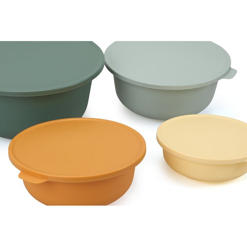 Casa si Gradina - Bucatarie si vesela - Organizare si depozitare bucatarie - Cutii alimentare - Set cutii de depozitare, Hermia, plastic, verde/turcoaz/portocaliu/galben, 33x33x15 cm, 28x28x12.5 cm, 23.5x23.5x10 cm, 19.5x19.5x7 cm, fara bpa - Infinity.ro