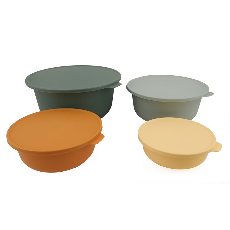 Casa si Gradina - Bucatarie si vesela - Organizare si depozitare bucatarie - Cutii alimentare - Set cutii de depozitare, Hermia, plastic, verde/turcoaz/portocaliu/galben, 33x33x15 cm, 28x28x12.5 cm, 23.5x23.5x10 cm, 19.5x19.5x7 cm, fara bpa - Infinity.ro