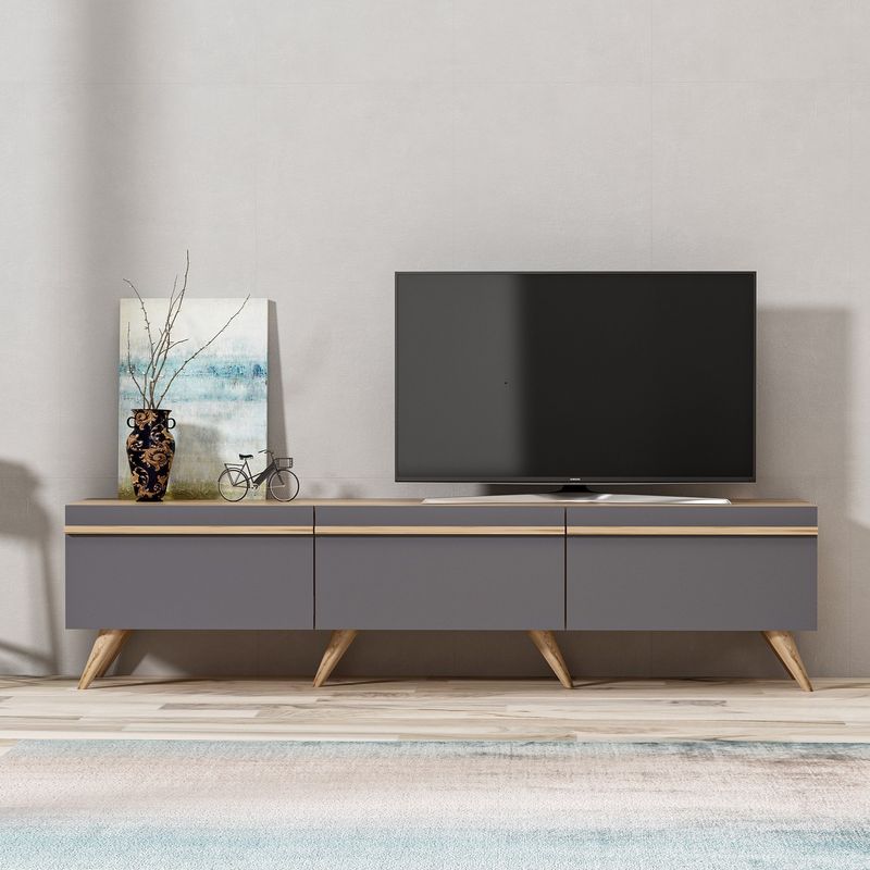 Casa si Gradina - Mobilier - Comode si corpuri - Comode - Comoda tv, Hanah Home, pal melaminat, antracit, 180x42x35 cm - Infinity.ro