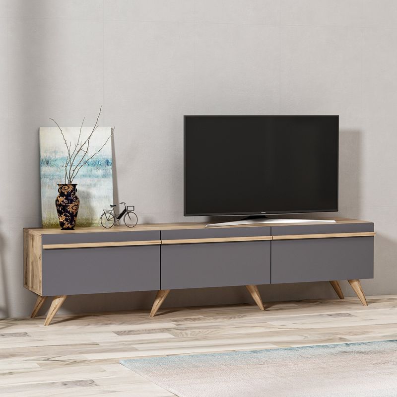 Casa si Gradina - Mobilier - Comode si corpuri - Comode - Comoda tv, Hanah Home, pal melaminat, antracit, 180x42x35 cm - Infinity.ro