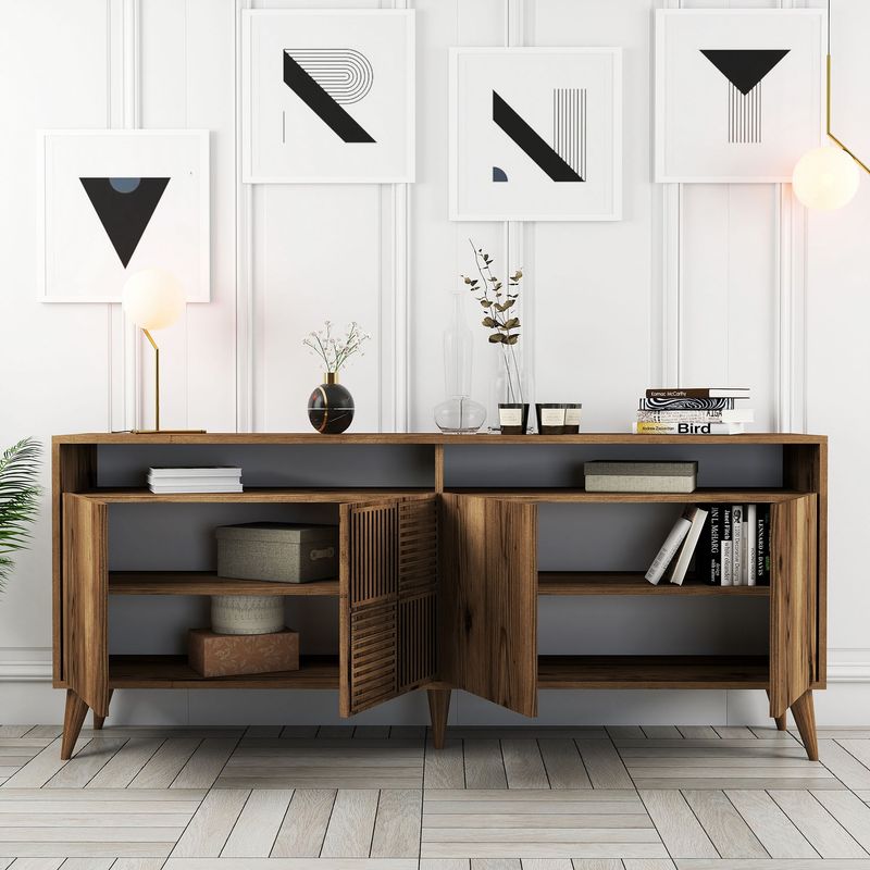 Casa si Gradina - Mobilier - Comode si corpuri - Console - Consola, Hanah Home, pal melaminat, nuc, 180x78x35 cm - Infinity.ro