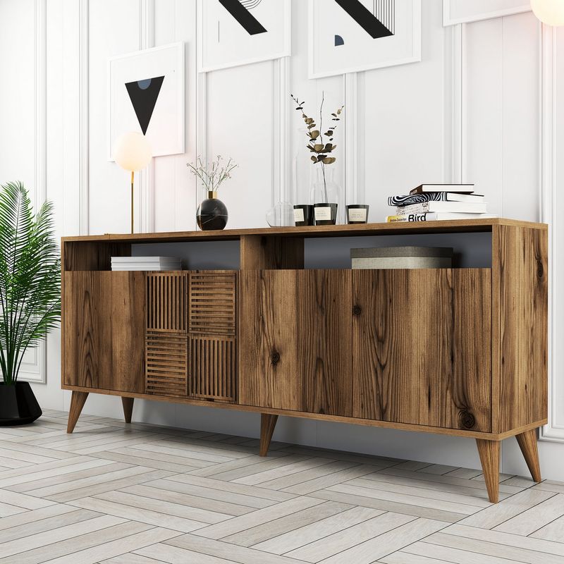 Casa si Gradina - Mobilier - Comode si corpuri - Console - Consola, Hanah Home, pal melaminat, nuc, 180x78x35 cm - Infinity.ro