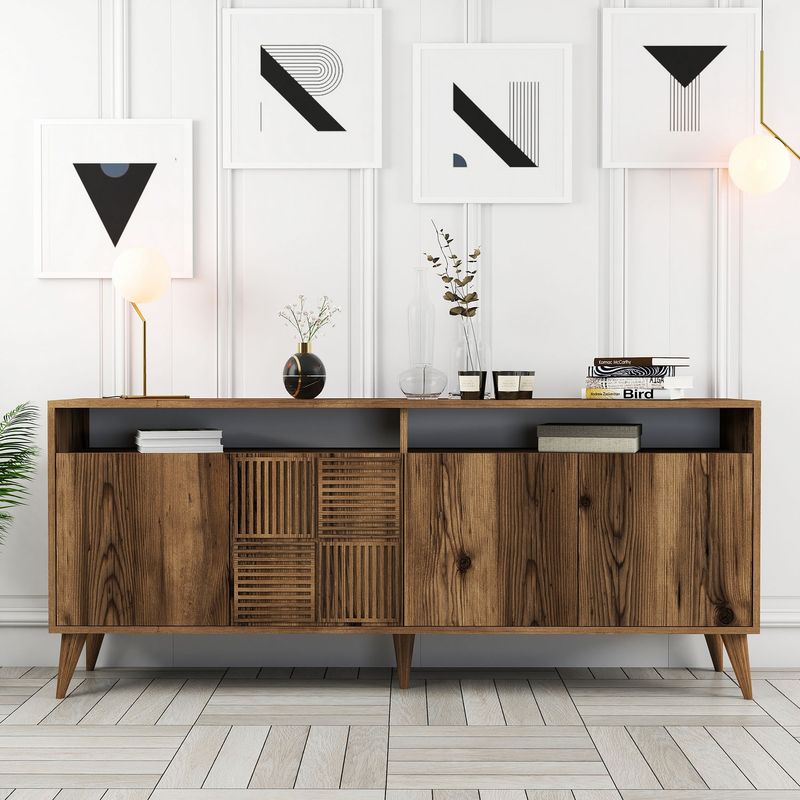 Casa si Gradina - Mobilier - Comode si corpuri - Console - Consola, Hanah Home, pal melaminat, nuc, 180x78x35 cm - Infinity.ro