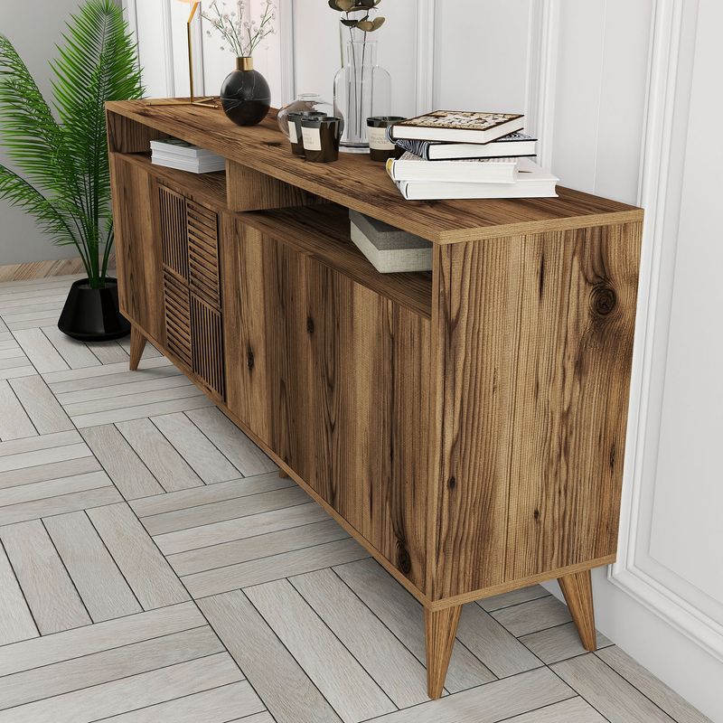 Casa si Gradina - Mobilier - Comode si corpuri - Console - Consola, Hanah Home, pal melaminat, nuc, 180x78x35 cm - Infinity.ro