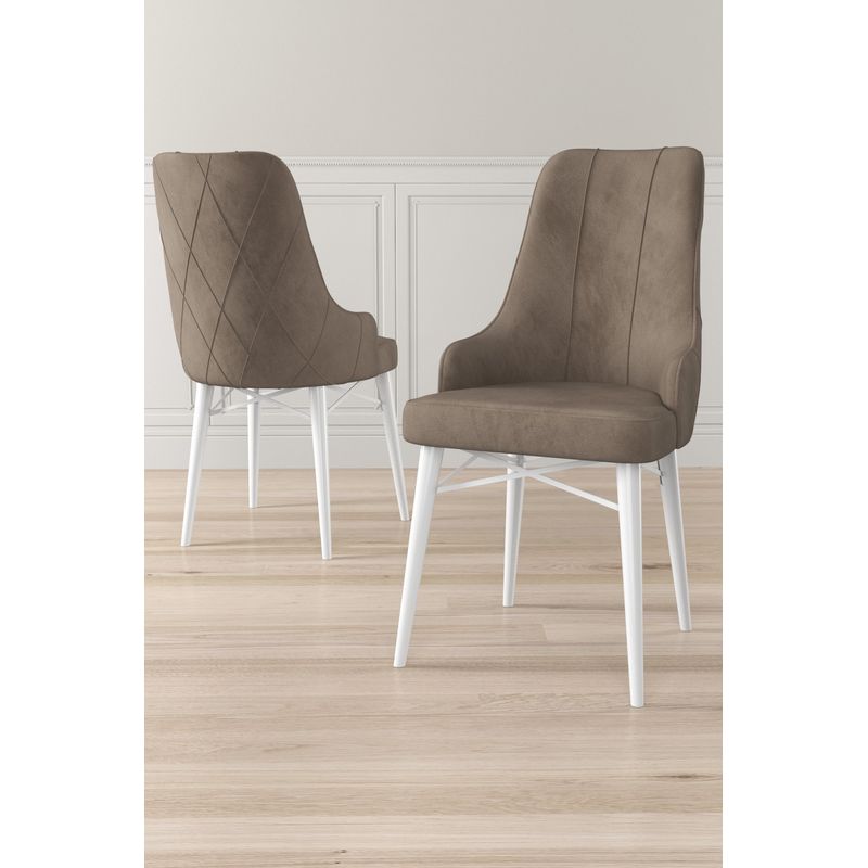 Casa si Gradina - Mobilier - Scaune si fotolii - Scaune - Set scaune, Hanah Home, metal, cappuccino si alb, 46x42x95 cm, 240CHR1693 - Infinity.ro